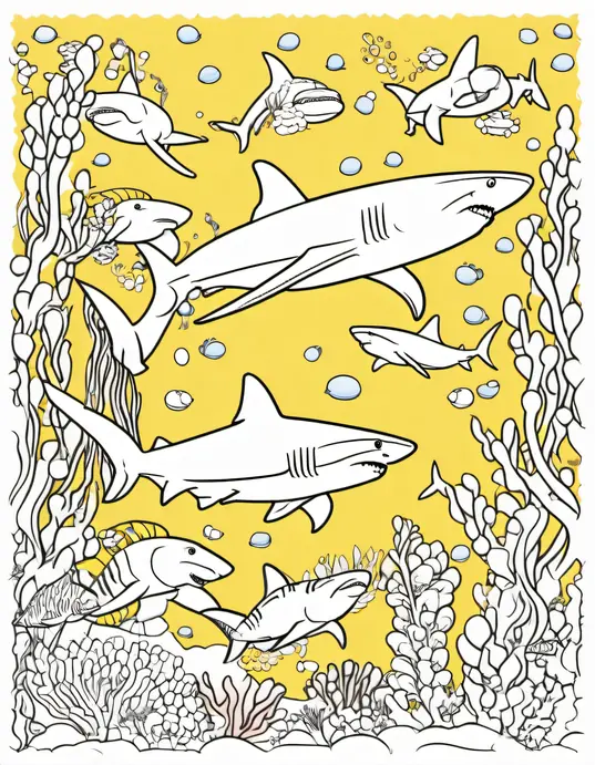 Underwater Shark Coloring Party with Rainbow Friends