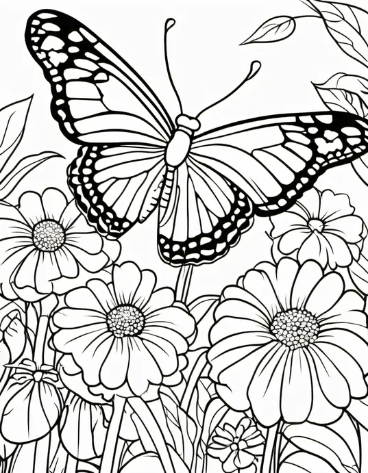 Butterfly Garden Coloring Page for Kids