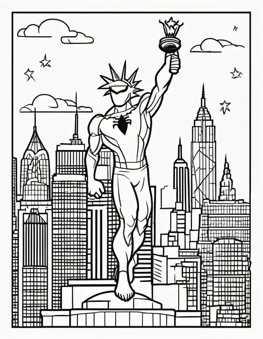 Spiderman's New York City Skyline Coloring Page