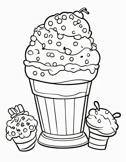Sweet Ice Cream Sundae Coloring Page for Kids