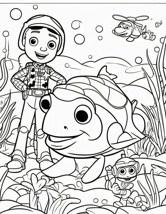 Coloring Disney's Toy Story Aliens Underwater Adventure