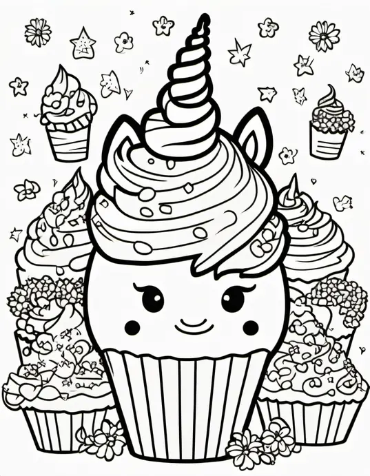 Colorful Unicorn Cupcake Garden