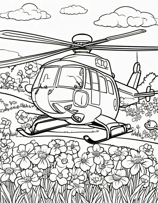 Color and Play: Jolly Helicopter Blossom Landing