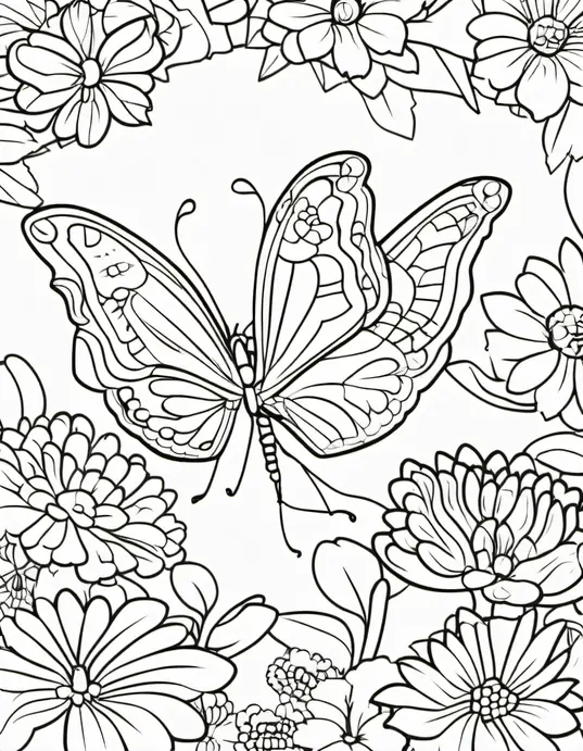 Butterfly Garden Coloring Scene