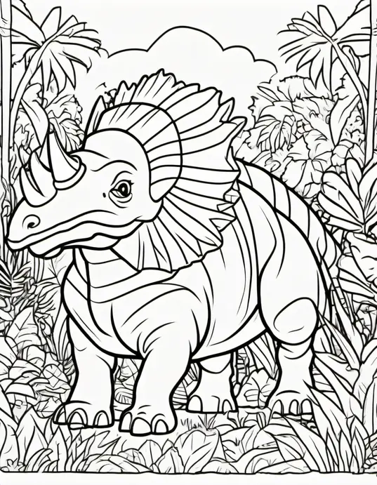 Colorful Triceratops Jungle Adventure Scene