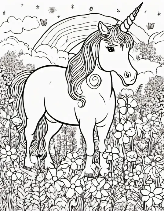 Pixels to Life: Unicorn Meadow Coloring Page