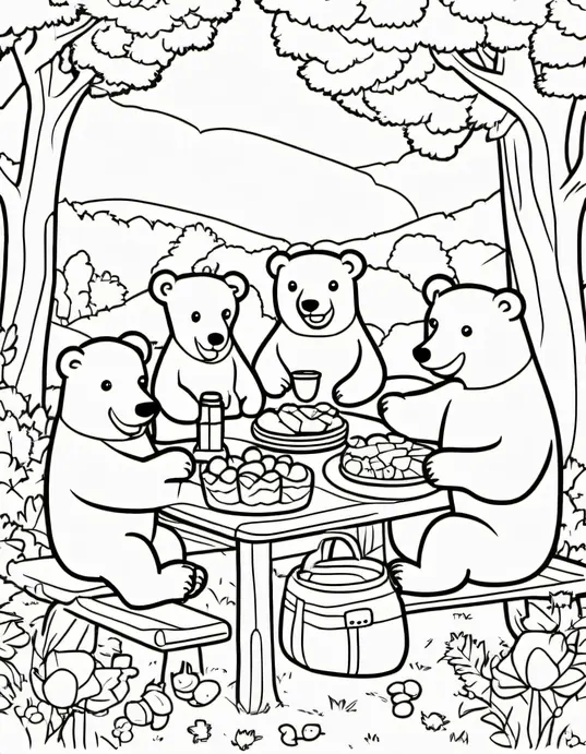 Color and Play: Forest Bear Friends Picnic