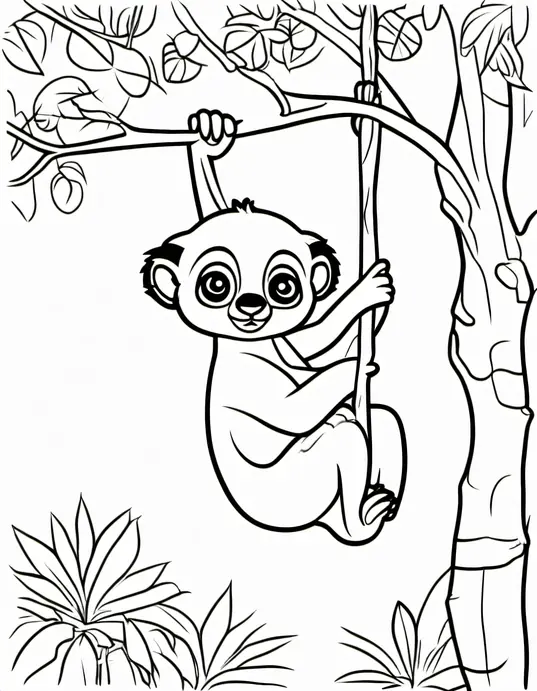 Colorful Jungle Safari: Spotted Baby Lemur Page
