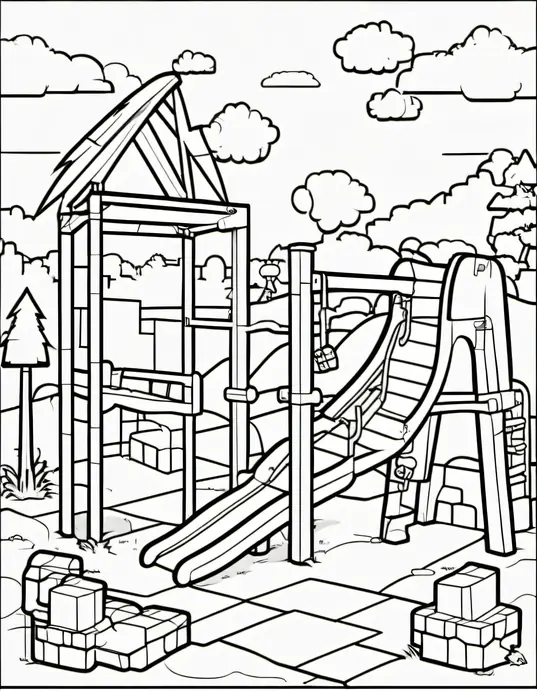 Minecraft Adventure Coloring Page: Creeper Playground Fun
