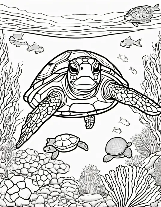 Colorful Underwater Turtle Reef Scene