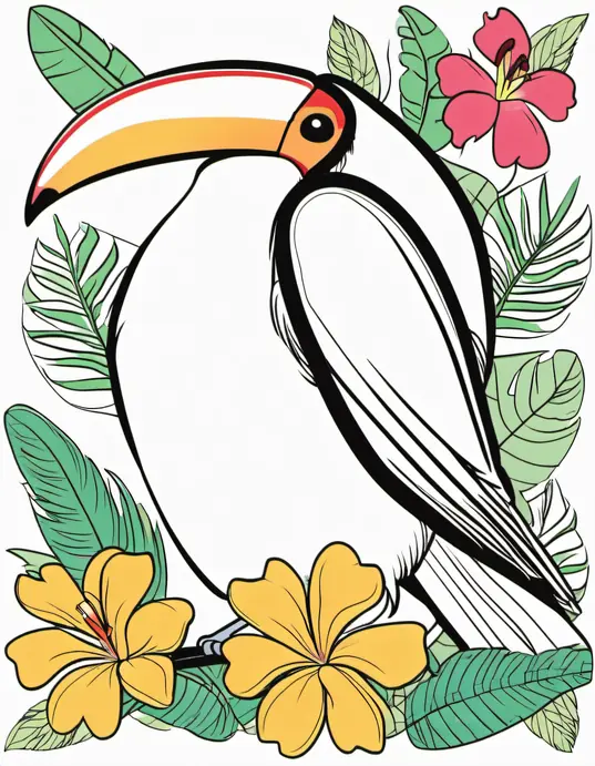 Exotic Jungle Coloring: Toucan Feather Artwork