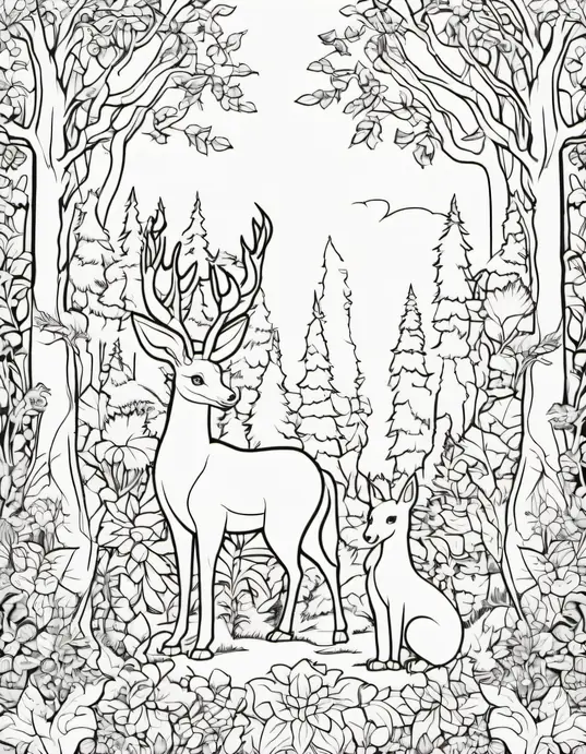 Enchanted Forest Coloring Scene for Kids