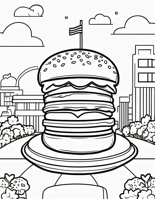 Color in a Happy Burger Playground!
