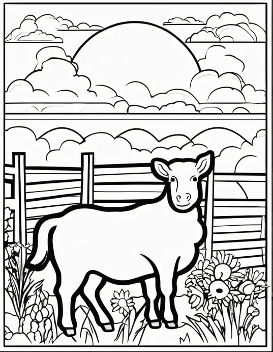 Color Farm Animals: Sunset Barn Silhouette