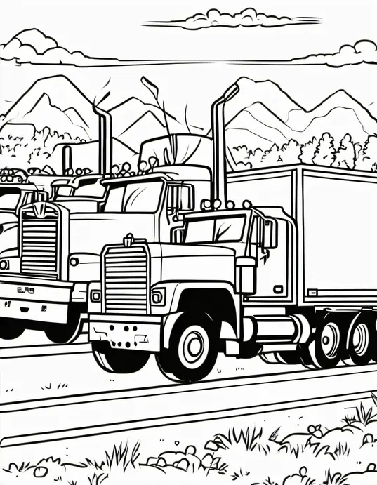 Truck Convo Coloring Page for Little Artists