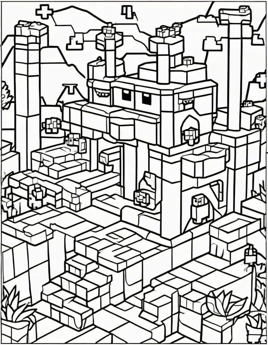 Minecraft Adventure Coloring Page: Creeper's Secret Burrow