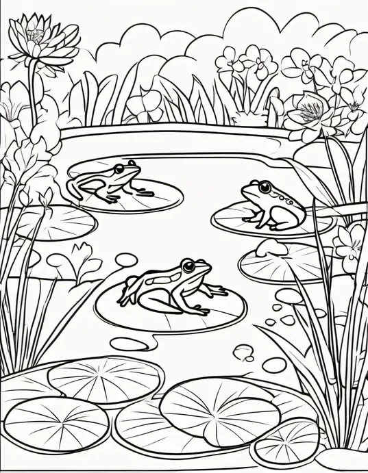 Hopping Frog Coloring Adventure in Muddy Pond