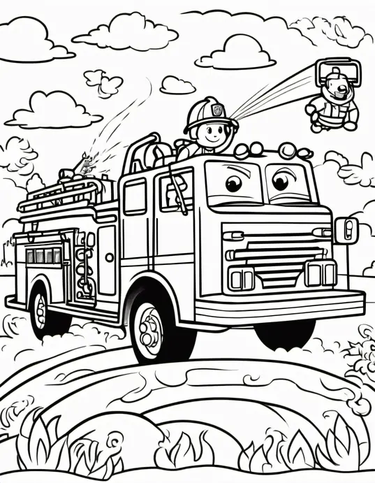 Color and Play: Fire Truck Adventure Scene