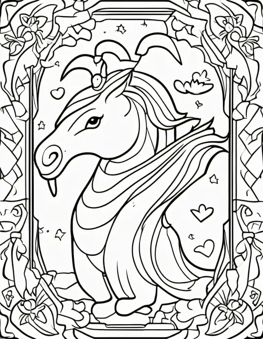 Unicorn Forest Coloring Scene