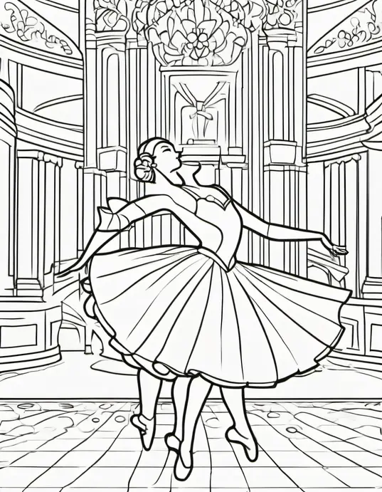 Colour a Sparkling Ballet Ballroom Scene