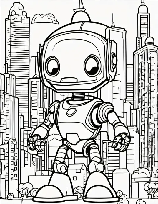Colorful Alien Robot Cityscape Scenes for Kids
