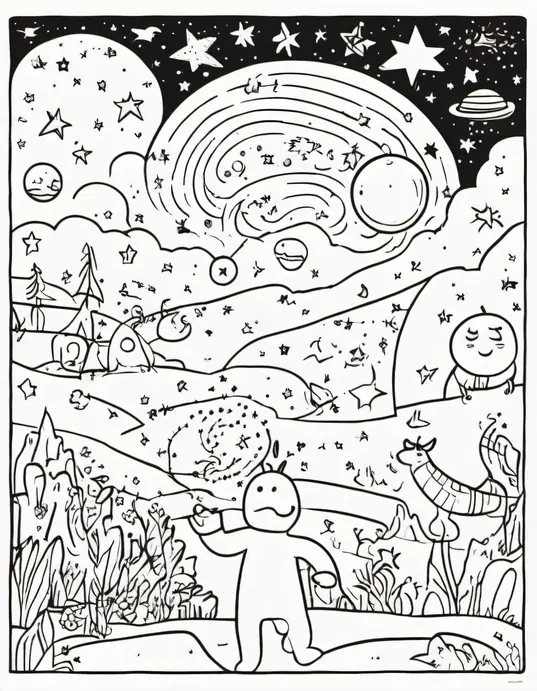 Color Starry Night Skyscapes for Kids
