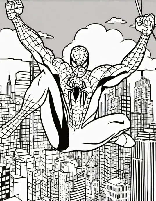 Spiderman's New York City Skyline Coloring Page