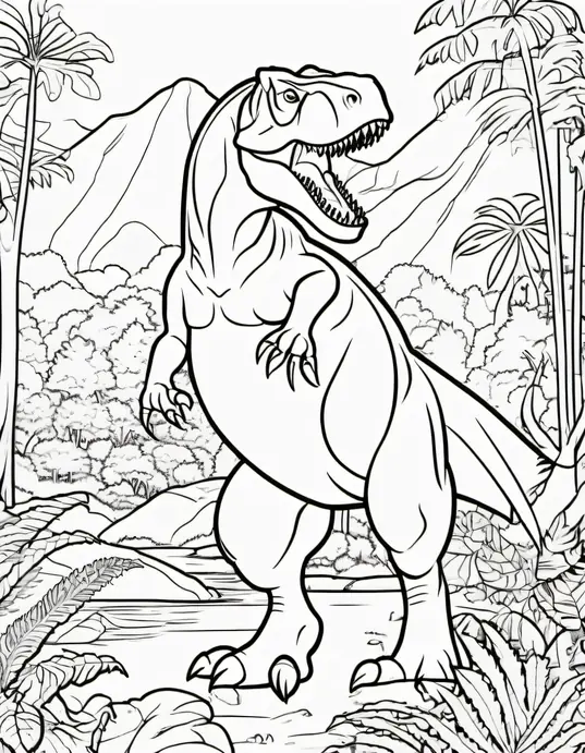 Tyrannosaurus Rex Jungle Coloring Adventure