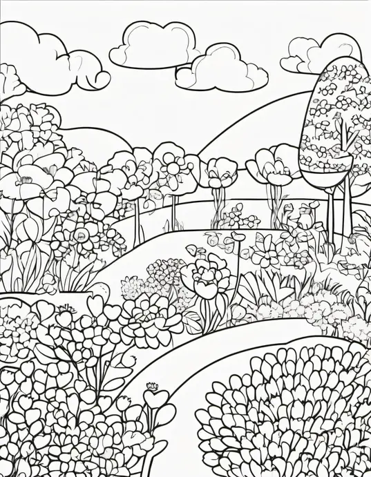 Color Heart-Shaped Flowers Garden for Kids
