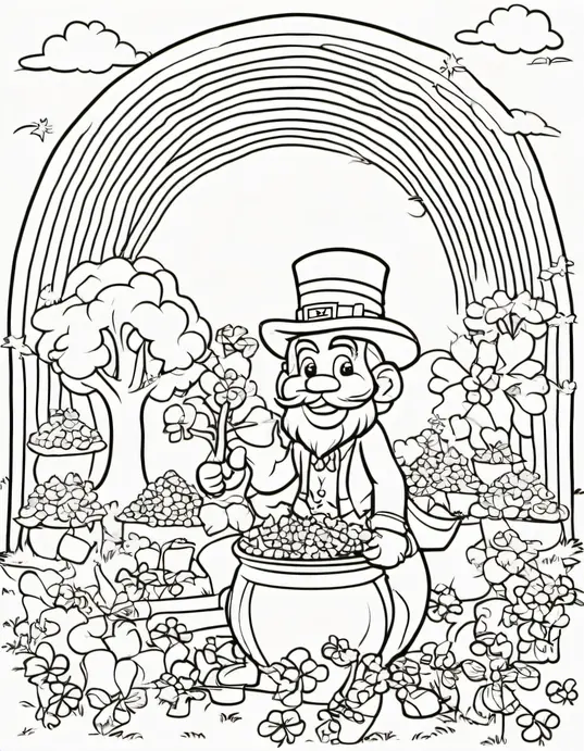 Leprechaun Rainbow Coloring Adventure