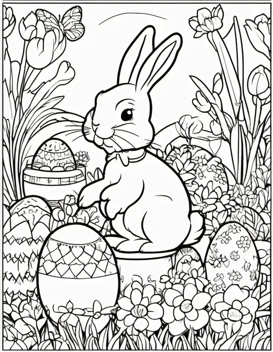 Easter Bunny's Garden Coloring Page