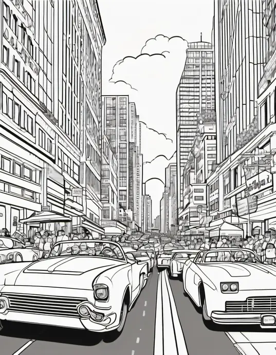 Color and Explore: Bright City Race Car Parade