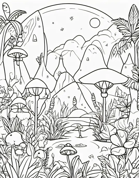 Extraterrestrial Jungle Coloring Adventure