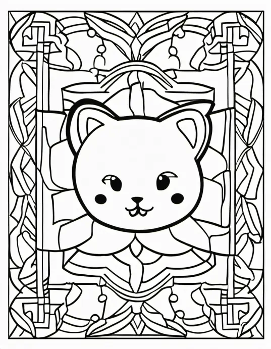Kawaii Unicorn Forest Coloring Scene for Kids