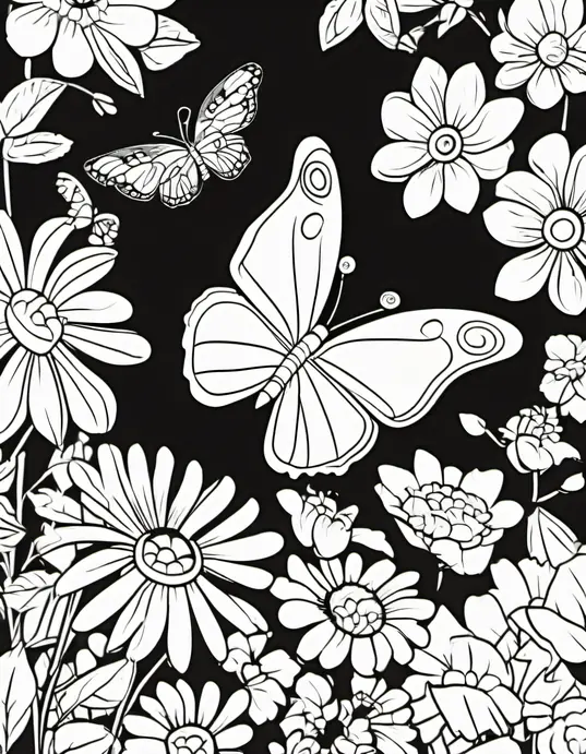 Butterfly Garden Coloring Patterns for Kids