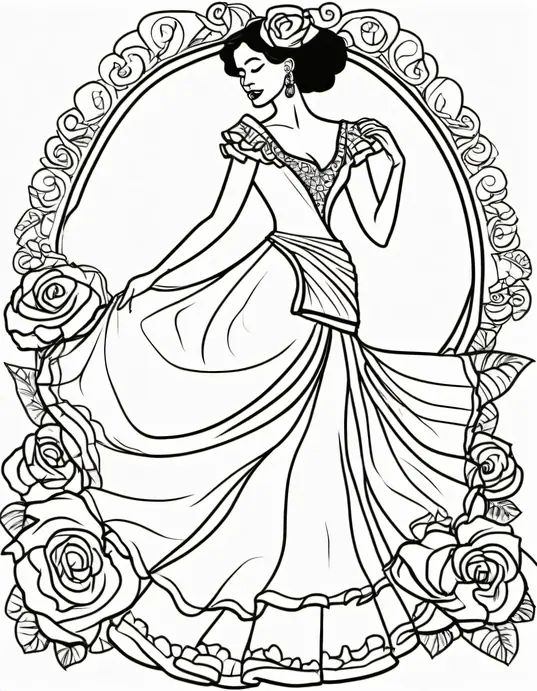 Exotic Flamenco Dancer Coloring Page for Kids