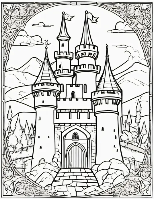 Medieval Castle Coloring Fun: Color Knights and Dragons Scene