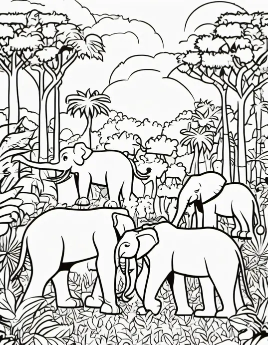 Pixel Art Jungle Safari Coloring Page