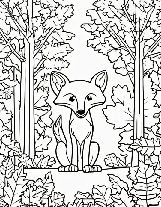 Autumn Leaves Coloring Forest Scene