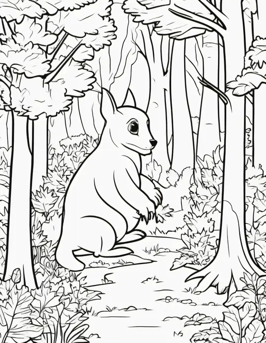 Spooky Forest Creature Coloring Page for Kids