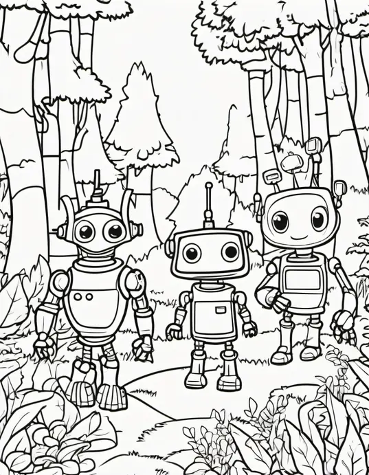 Colorful Alien Robot Forest Adventure Scene