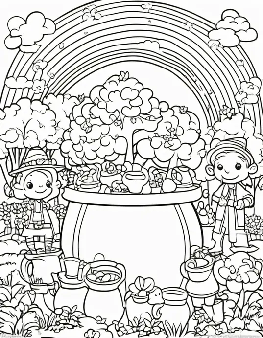 Lucky Leprechaun Forest Coloring Page
