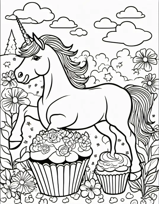 Colorful Unicorn Cupcake Garden