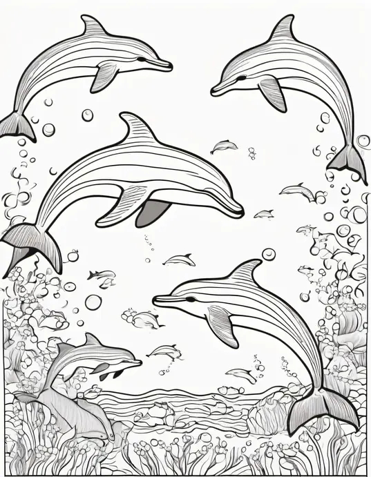 Underwater Dolphin Coloring Adventure Scene