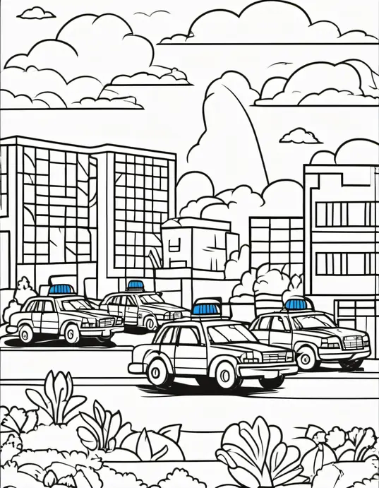 Color Police Cars at Sunset Playground