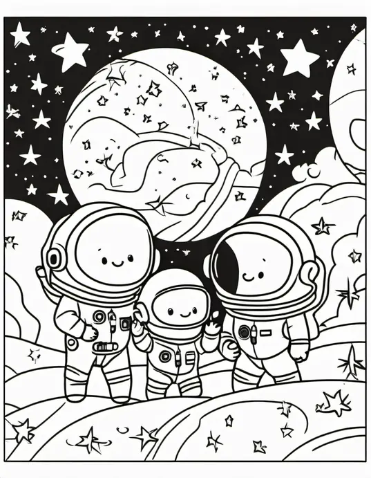 Color Space Adventures: Astronauts Playing in Starry Night Sky