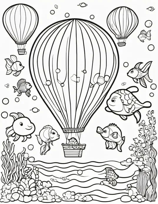 Colorful Underwater Balloon Party Scene for Kids