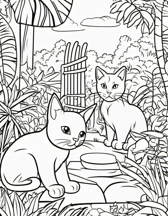 Colorful Kitty Playground Jungle Scene