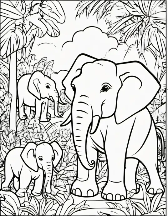 Colorful Jungle Babies: Elephants, Lions, and Monkeys