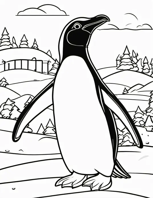 Pixely Penguin Playground Coloring Page